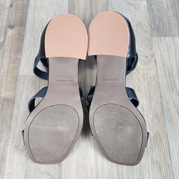 Nine West Women's‎ Size 9.5 Black Ankle Strap Buckle Block Heel Sandals - Picture 10 of 11